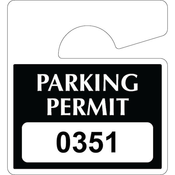 Lustre-Cal Laminated Hanging Parking Permit Black 3in x 2.75in 30mil Plastic Serialized 351-400, 50PK 253813301K0351 - main